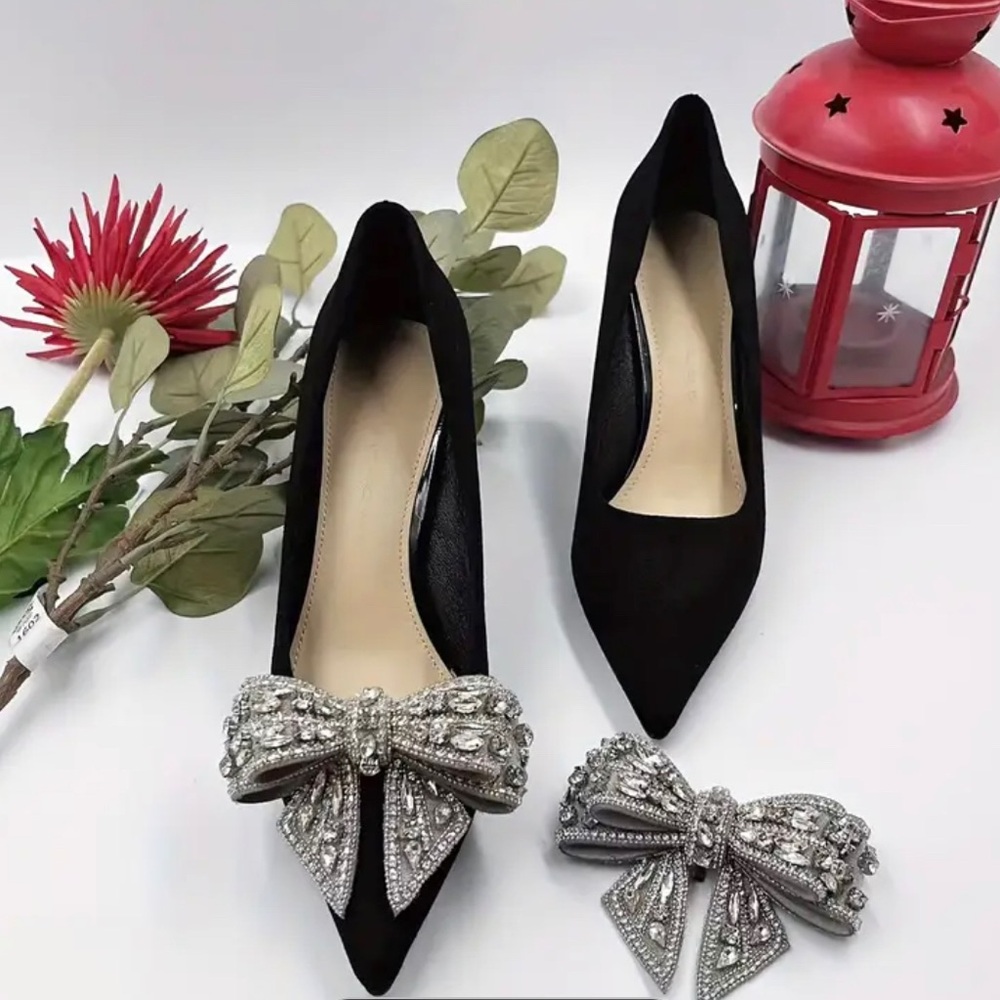 Rhinestone Bows Clip-Ons for Women's Shoes